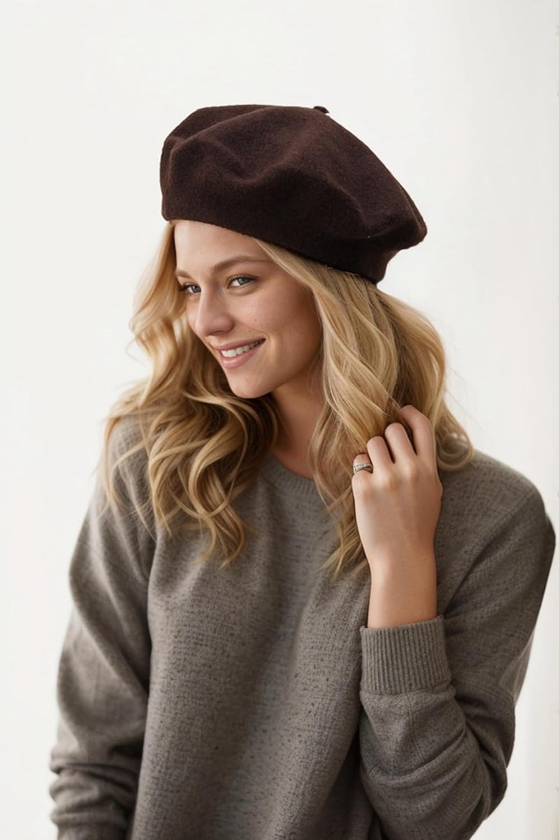 EGANO Women's ​​Beret Hats​​ - French Wool Blend Winter Cap, 70% Wool All-Season Soft ​​Beret Hats for Women​​ (Multi-Color)​ - Image 2